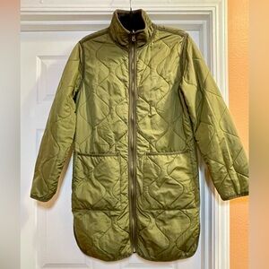 Thread & Supply Reversible Olive/Black Quilted Coat